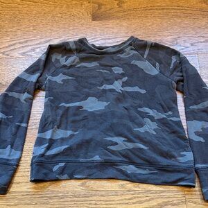Athleta girls XS black and Gray Camouflage Crewneck Sweater